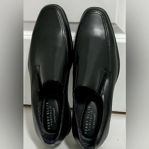 Perry Ellis Portfolio Drexler Mens Black Dress Loafers Shoes 10.5 Wide Perry Ellis Black Dress Shoes for Men for sale | eBay main image 4